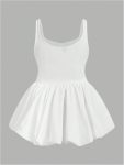 Women's Plus Size Sleeveless Bubble Dress Ruched Rib Knitted A Line Mini Dresses