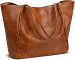 Large Tote Bag for Women with Zipper Work Leather Travel Purse and Handbags