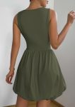 Summer Dresses for Women 2026 Casual Sleeveless Tank Mini Short Dress Crew Neck Bubble Sundress with Pockets