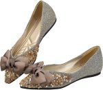 Flats Women Rhinestone Wedding Flats Comfort Pointed Toe Ballet Flats Dress Flats for Women